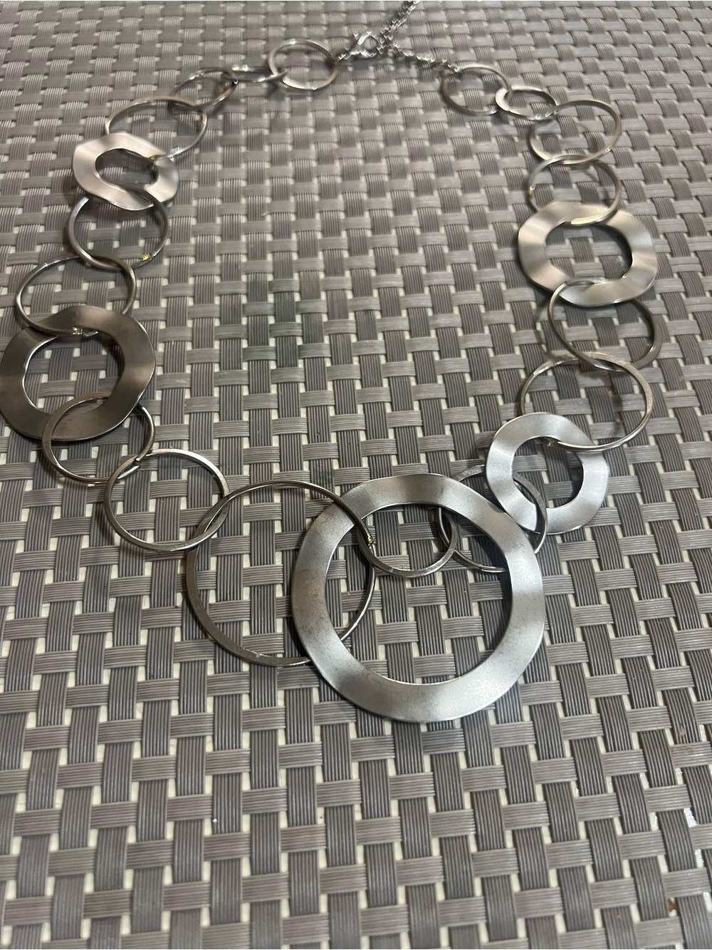 Modern Silver-Tone Open Circle Statement Necklace